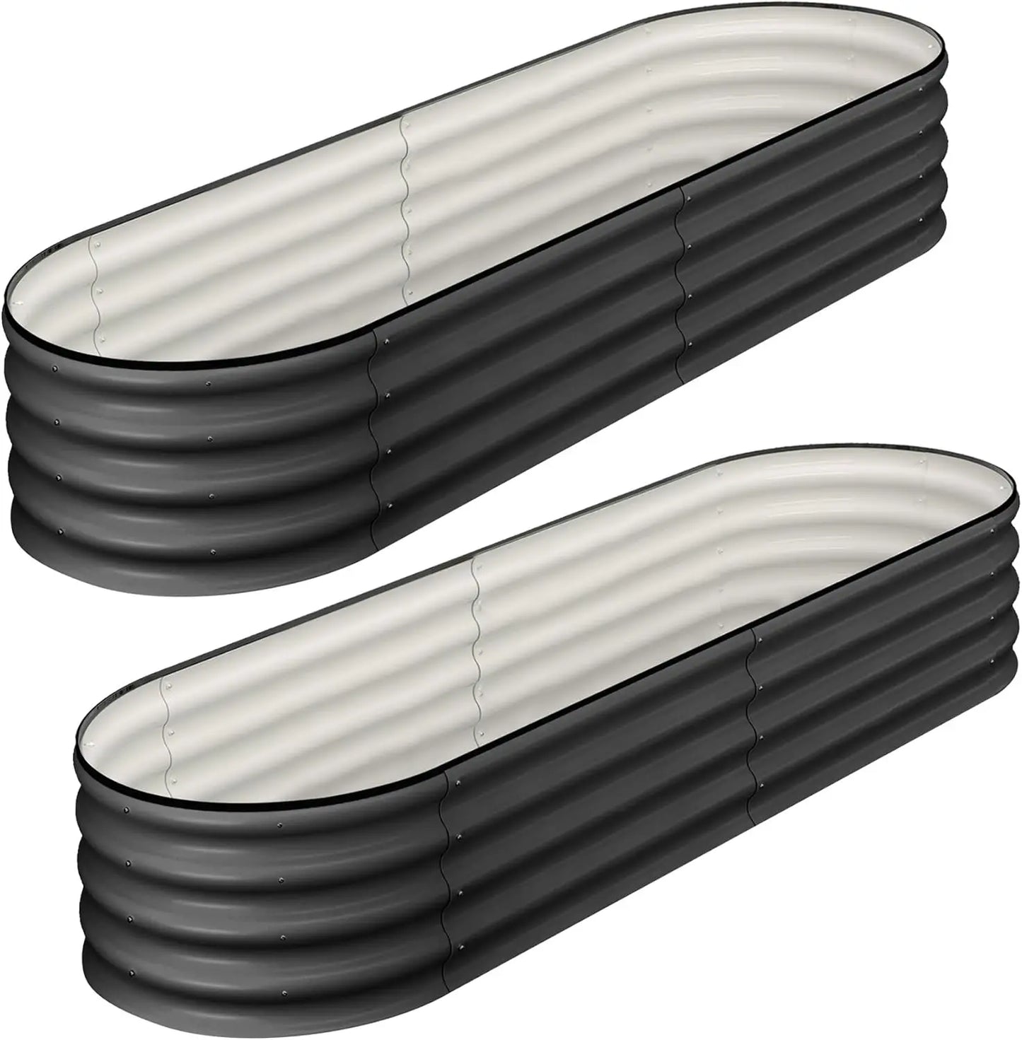 2 - 4.5x2x1ft Oval Galvanized Raised Beds
