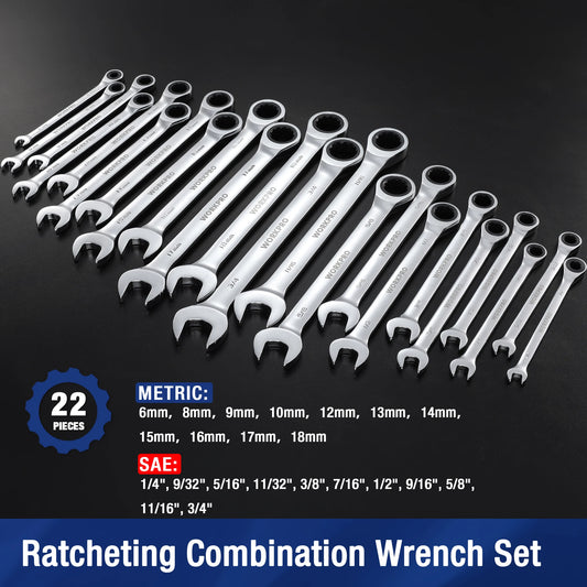 21pc Ratcheting Open End Wrench Set