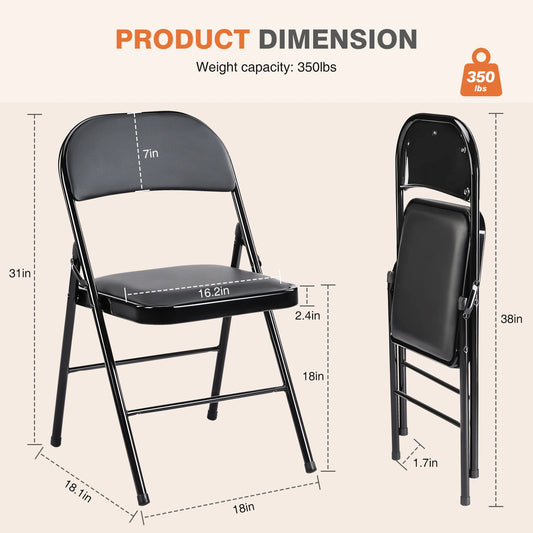 Leather Padded Folding Chair 4 Pack
