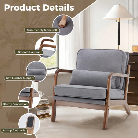 Modern Solid Wood Frame Accent Chair