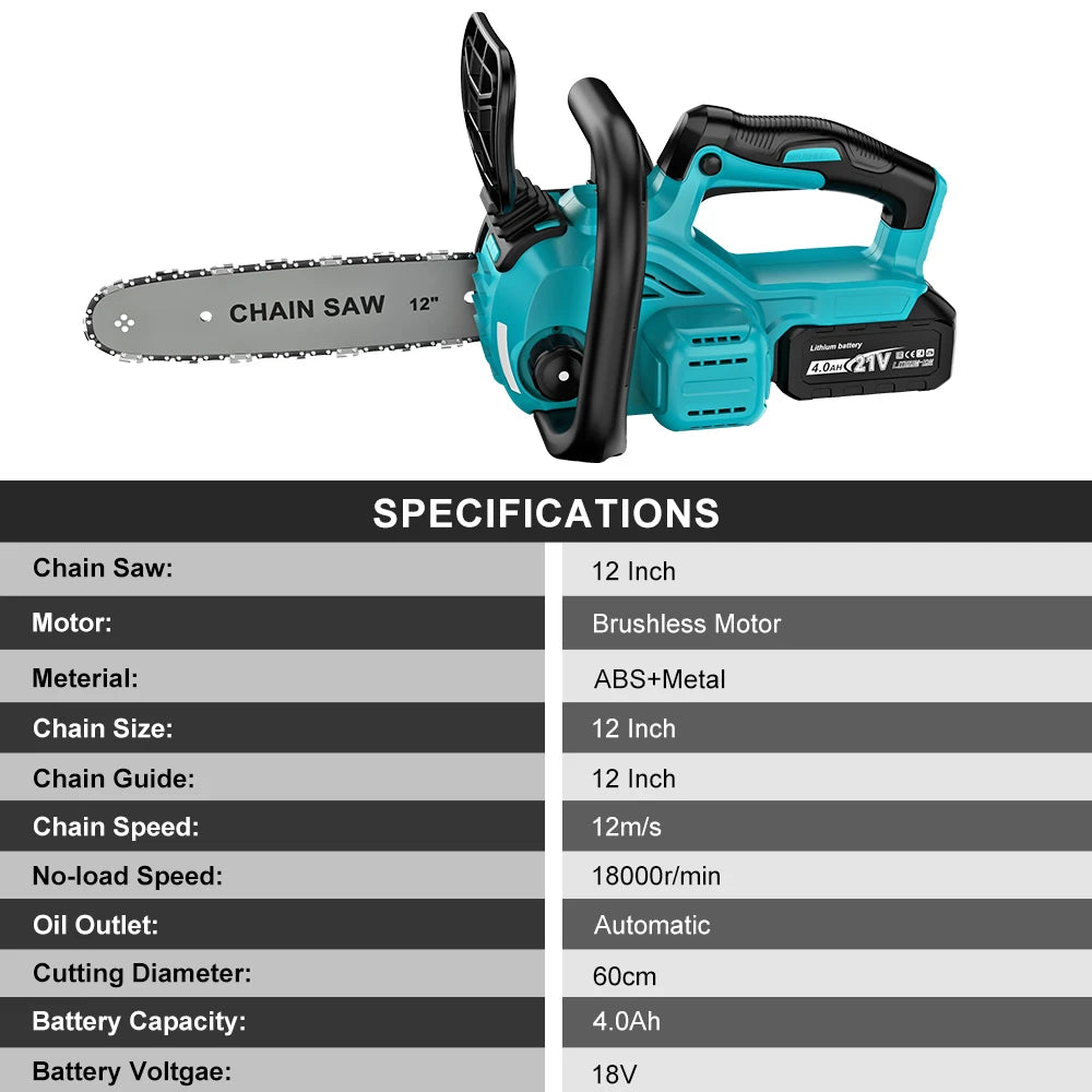 12 Inch Brushless Electric Chainsaw