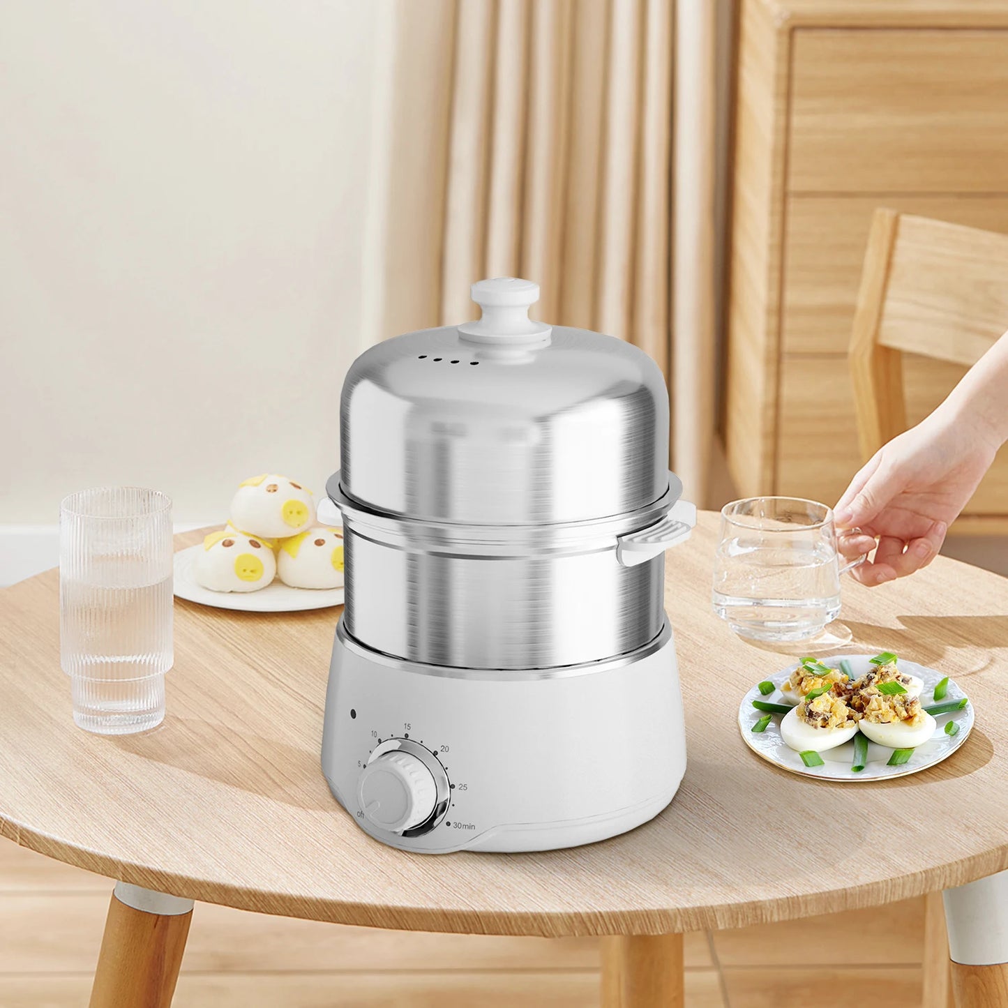 Egg Cooker with Timer - 14 Egg Capacity Electric Steamer for Hard Soft Boiled, Poached, Scrambled Eggs & Omelets, Auto Shut Off