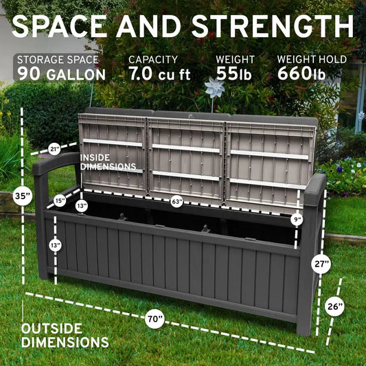 3 Seat Outdoor Storage Bench