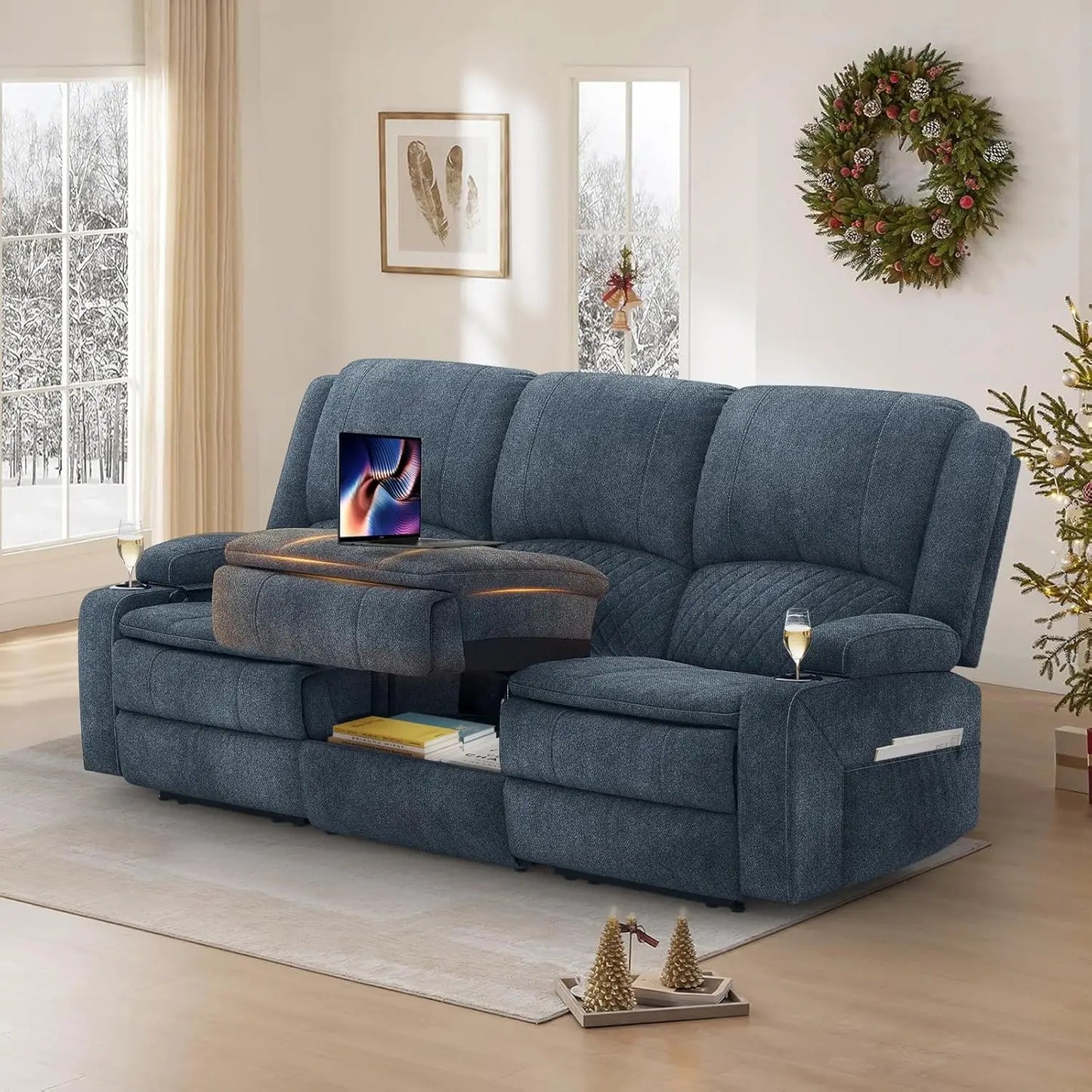 3 Seat Recliner Sofa with Console