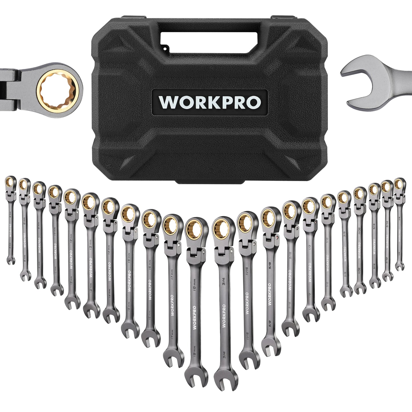 21pc Ratcheting Open End Wrench Set