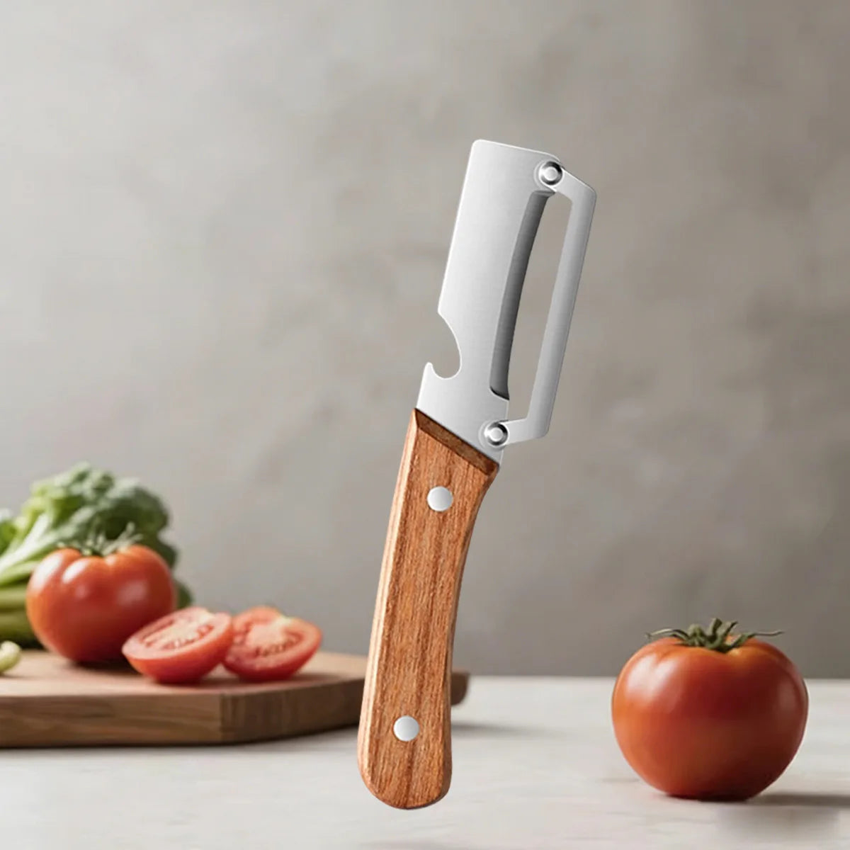 Stainless Steel Vegetable Peeler with Wooden Handle