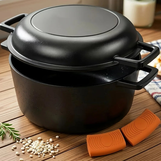 7 QT 2-In-1 Pre-Seasoned Cast Iron Dutch Oven