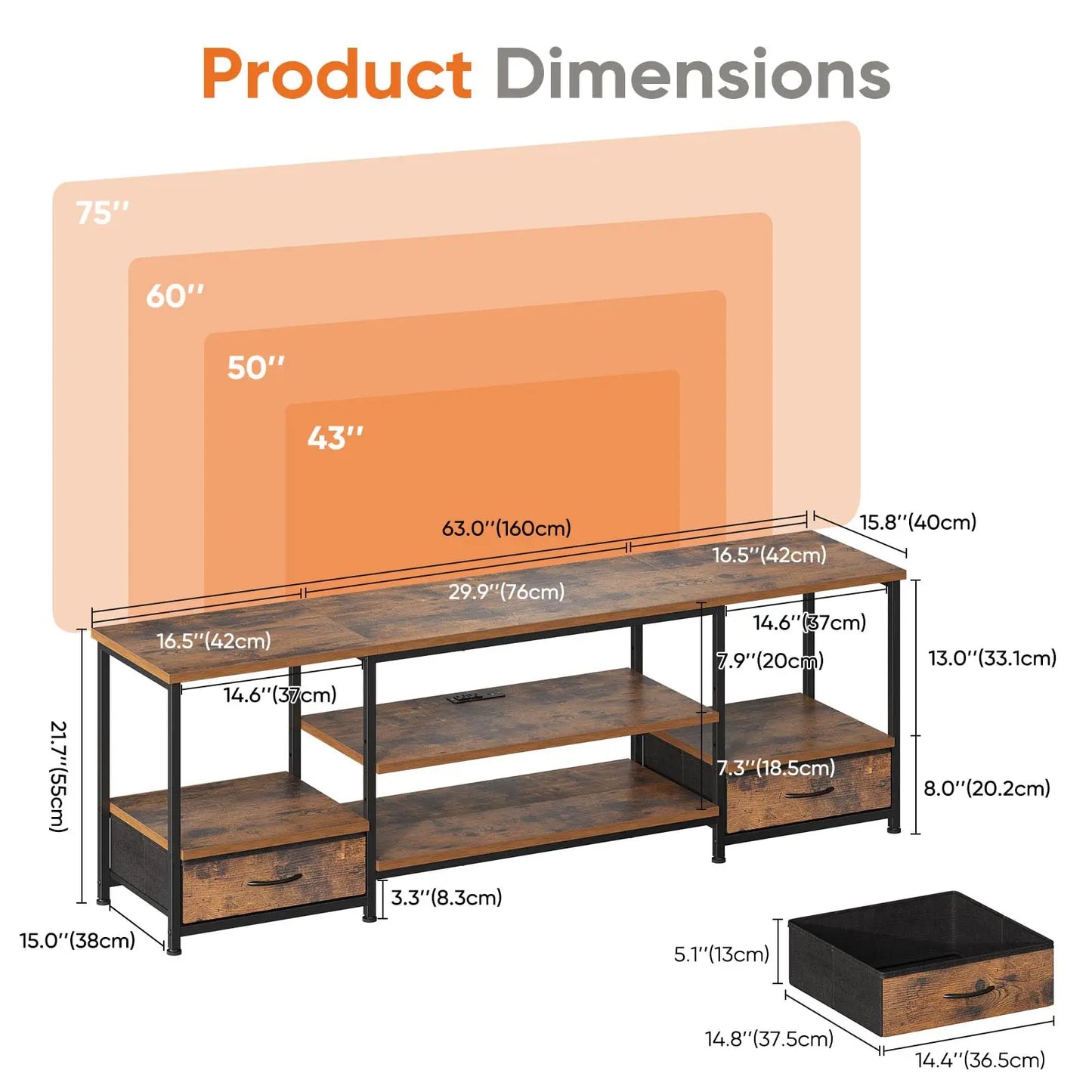 Wooden TV Stand with Drawers