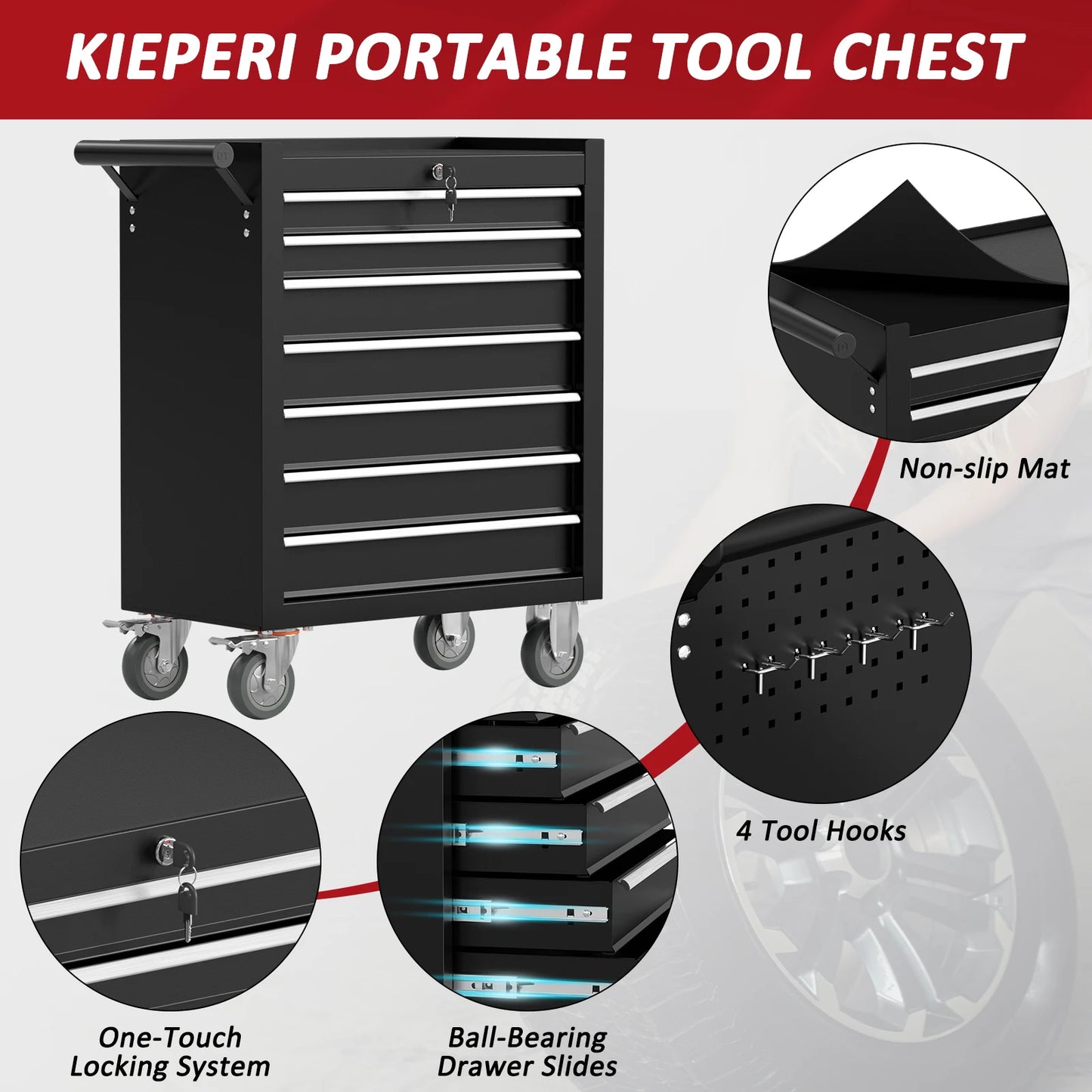 7-Drawer Heavy Duty Rolling Tool Cart
