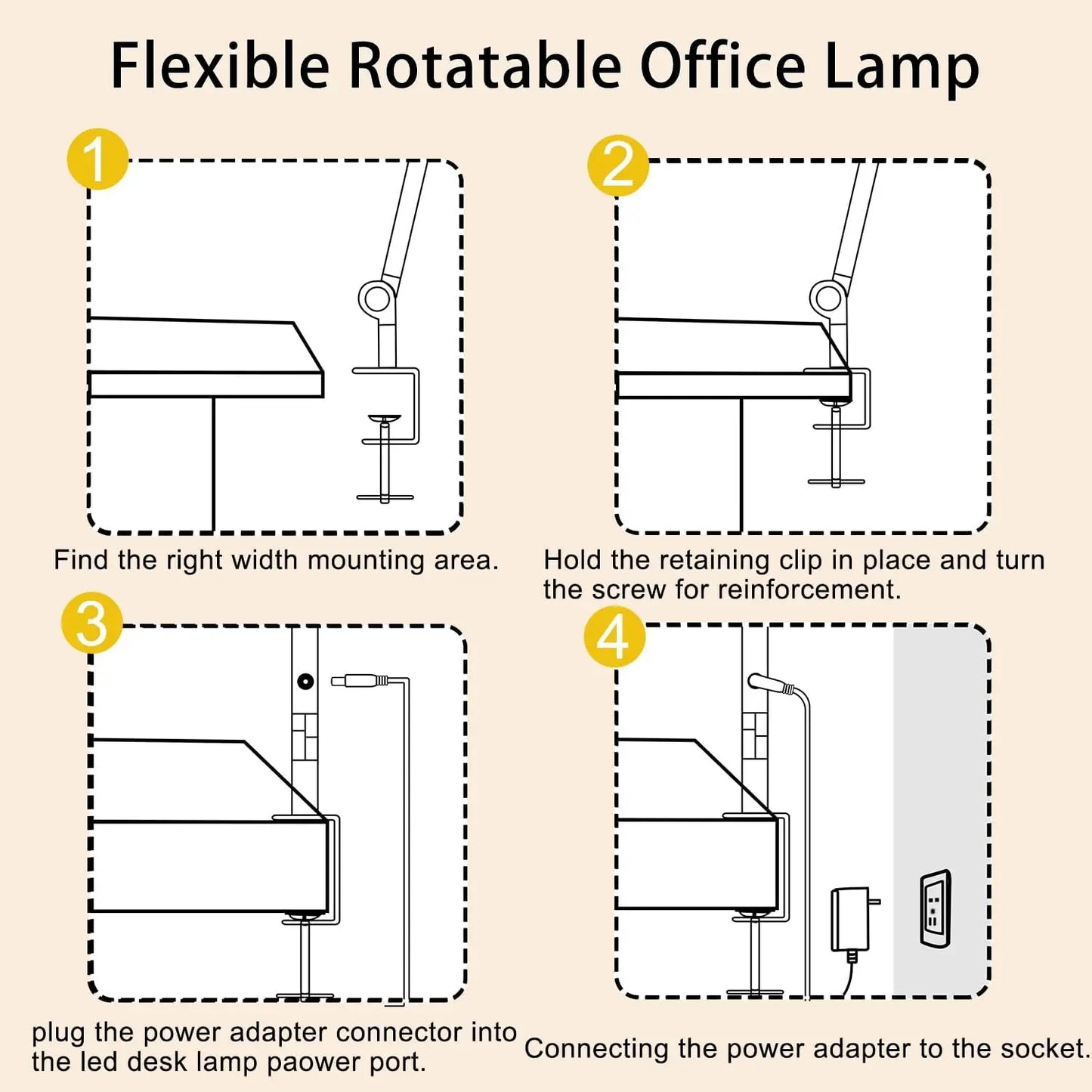 Clamping LED Desk Lamp Flexible 4 sections