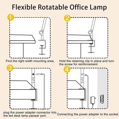 Clamping LED Desk Lamp Flexible 4 sections