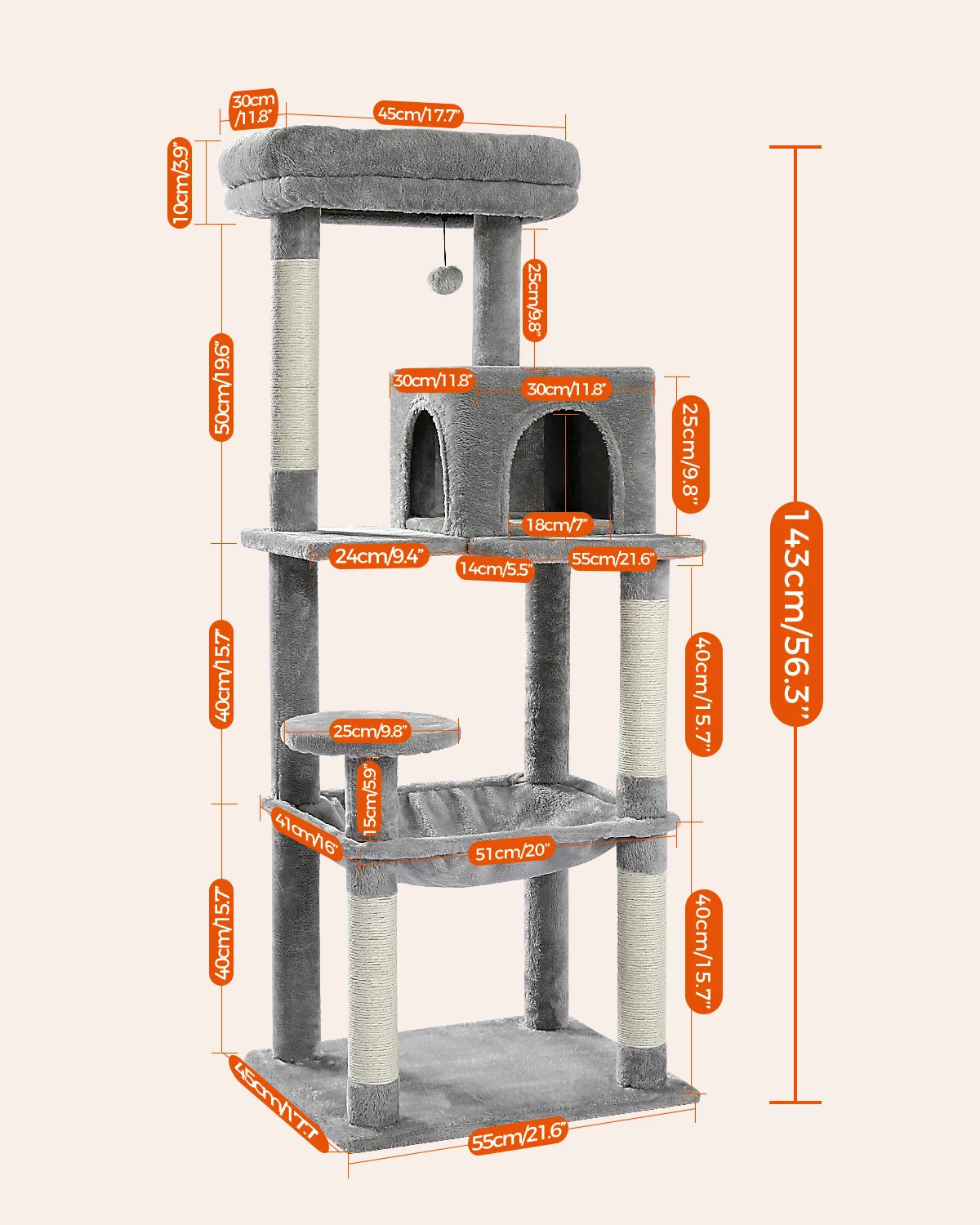 5-Level Cat Tower With Scratching Posts