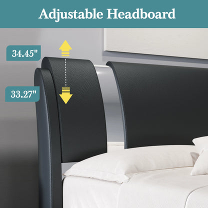 Modern Faux Leather Low Profile Bed Frame