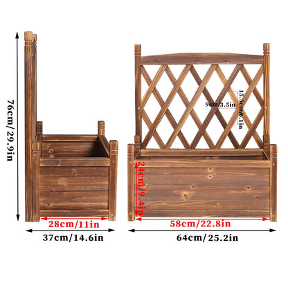 Wooden Planter Box With Trellis