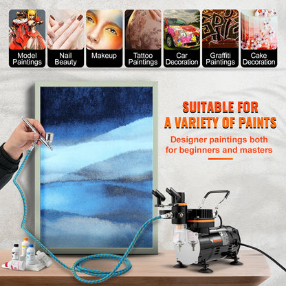 Professional Dual-Action Airbrush Compressor Kit