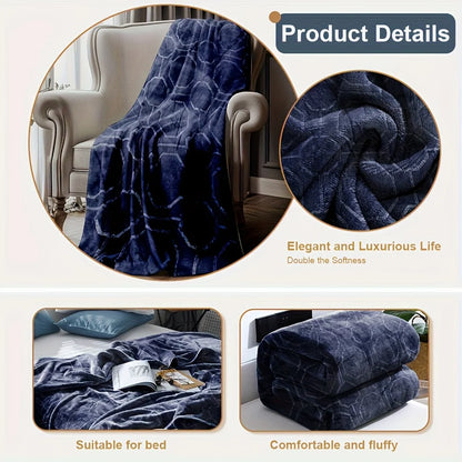 Luxurious Blue Flannel Throw Blanket