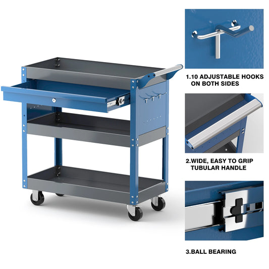 3 Tier Heavy Duty Rolling Mechanic Cart
