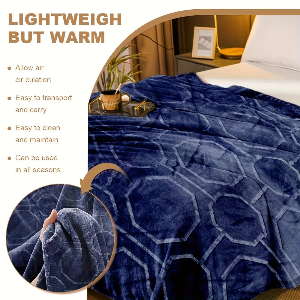 Luxurious Blue Flannel Throw Blanket