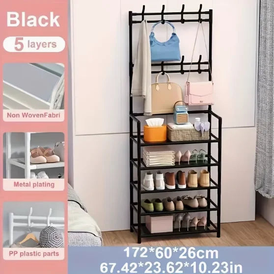 Freestanding Coat & Shoe Rack Entryway Shelf