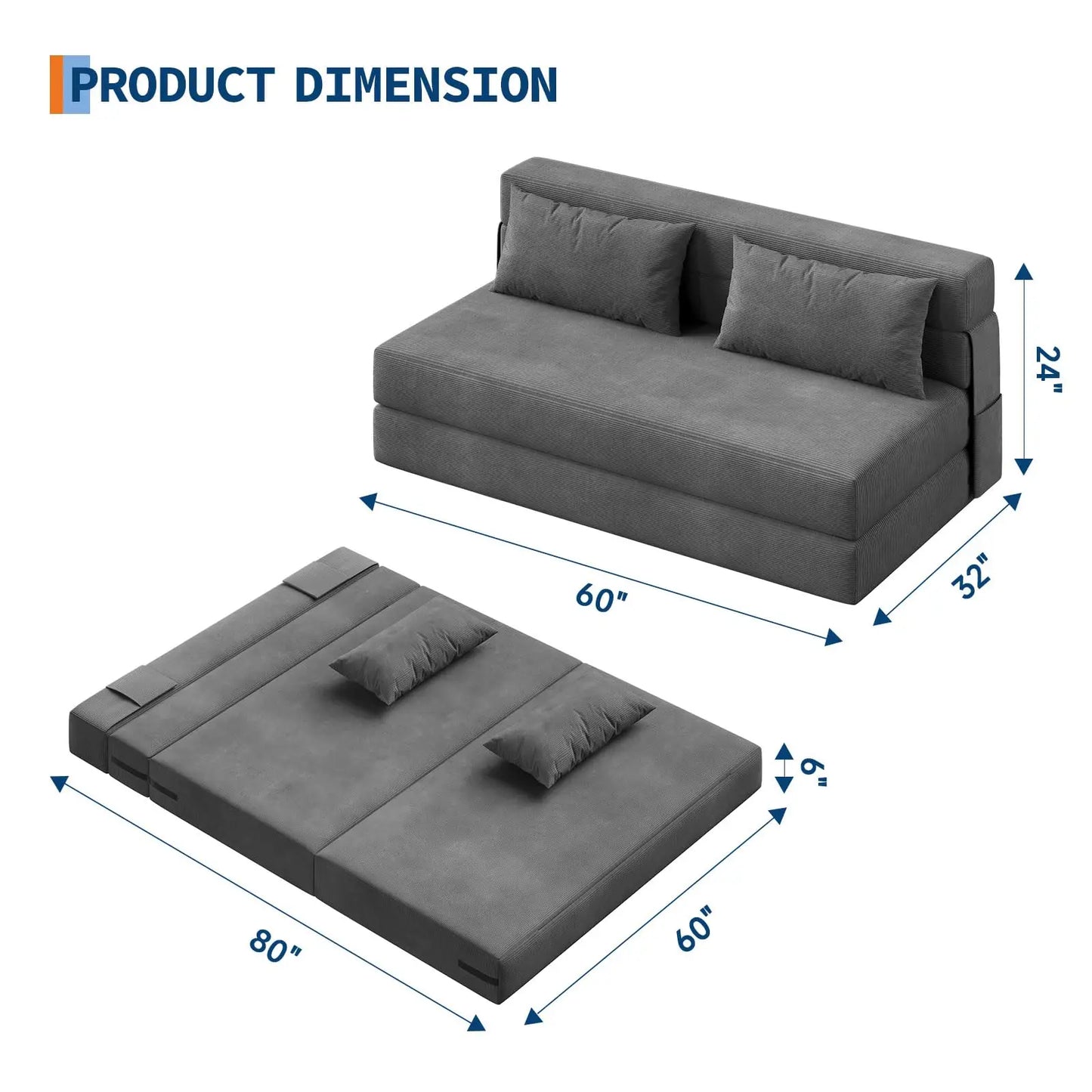 4-In-1 Folding Love Seat Sofa Bed