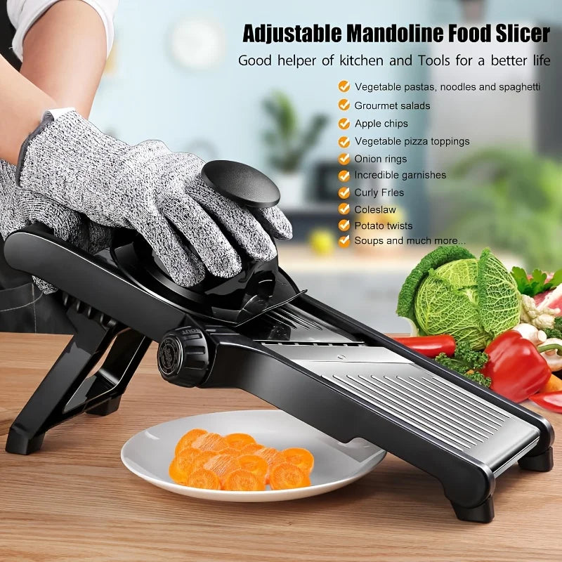 Stainless Steel Mandolin Slicer with 5 Blades