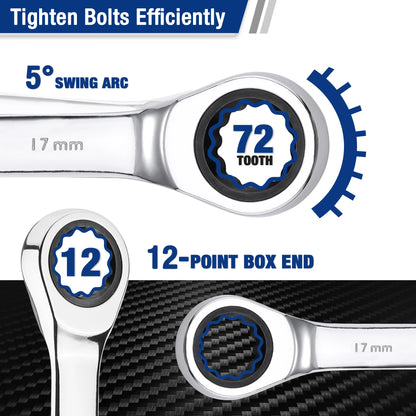 21pc Ratcheting Open End Wrench Set