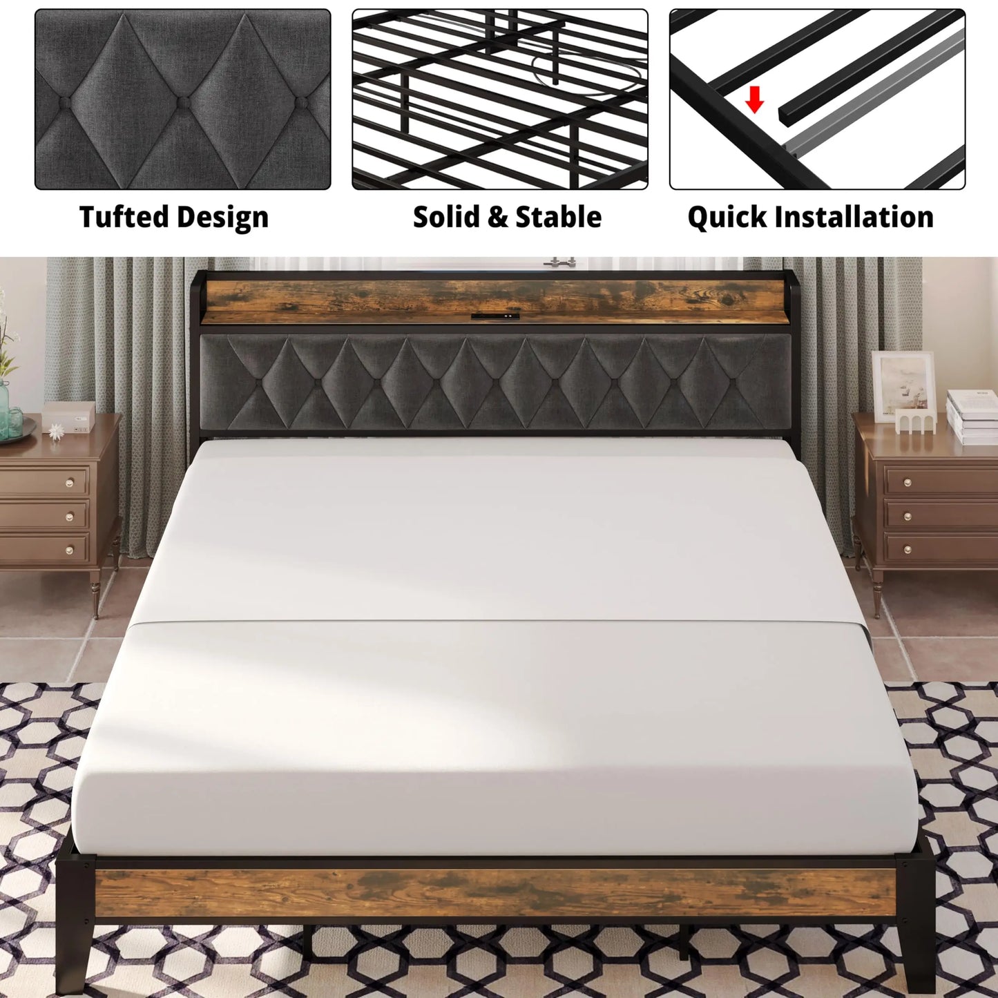 Bed Frames With Storage Headboard And Outlets