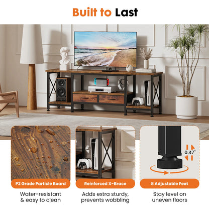 Wooden TV Stand with Drawers