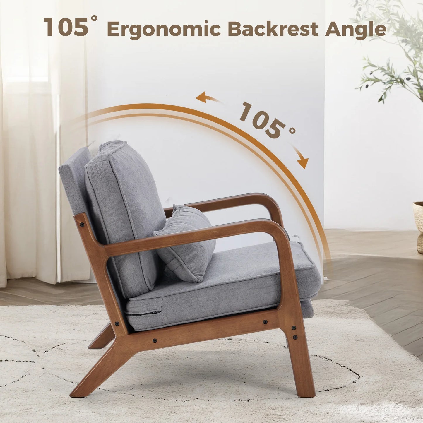 Modern Solid Wood Frame Accent Chair