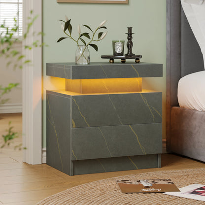 LED Nightstands with 2 Drawers,
