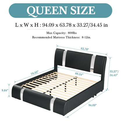 Modern Faux Leather Low Profile Bed Frame