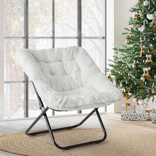 28" Cozy Foldable Faux Fur Saucer Chair