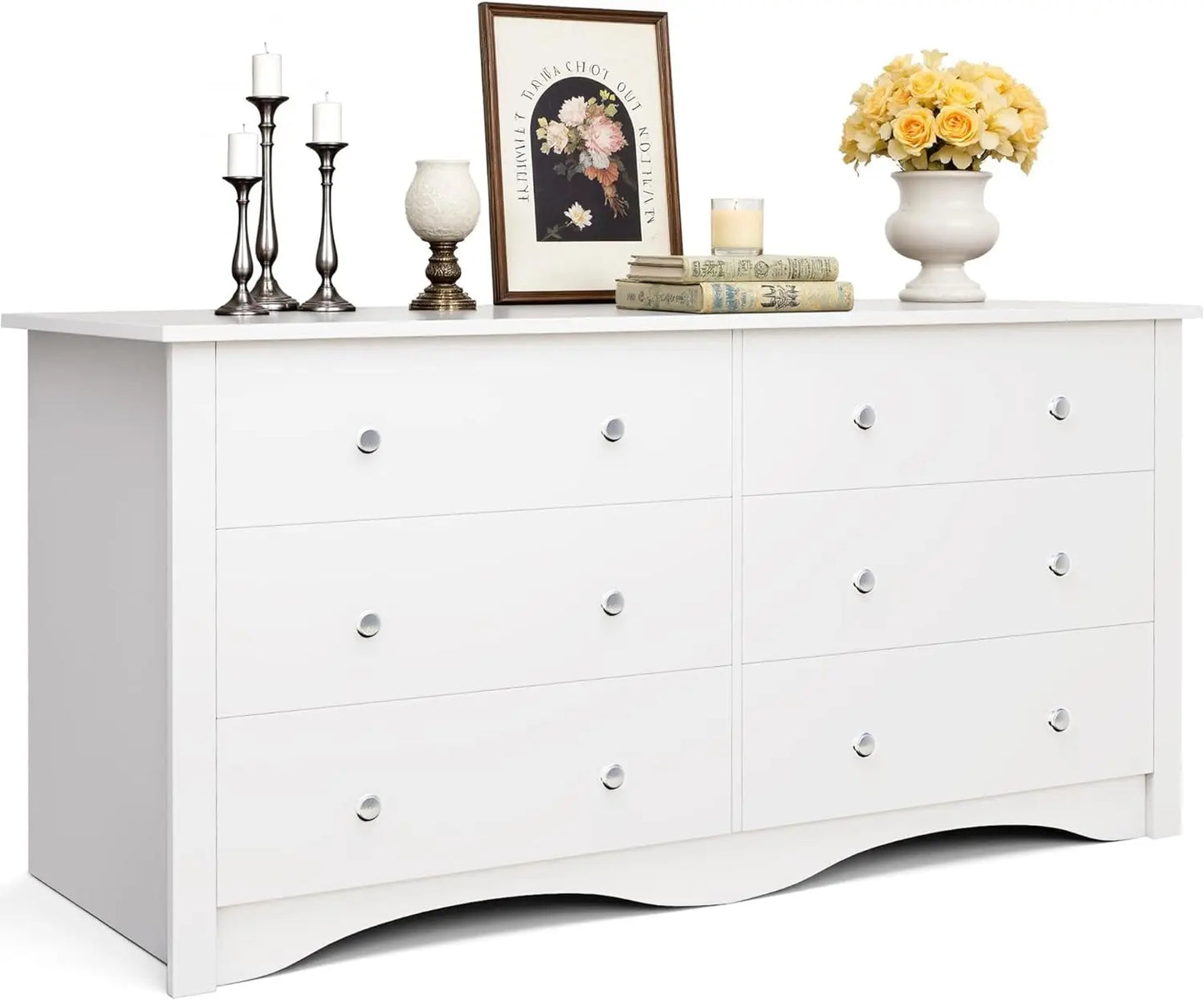 Dresser 6 Wood Drawers for Bedroom