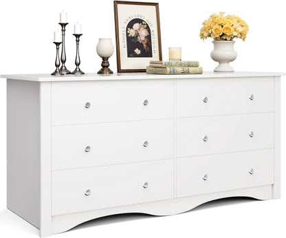 Dresser 6 Wood Drawers for Bedroom