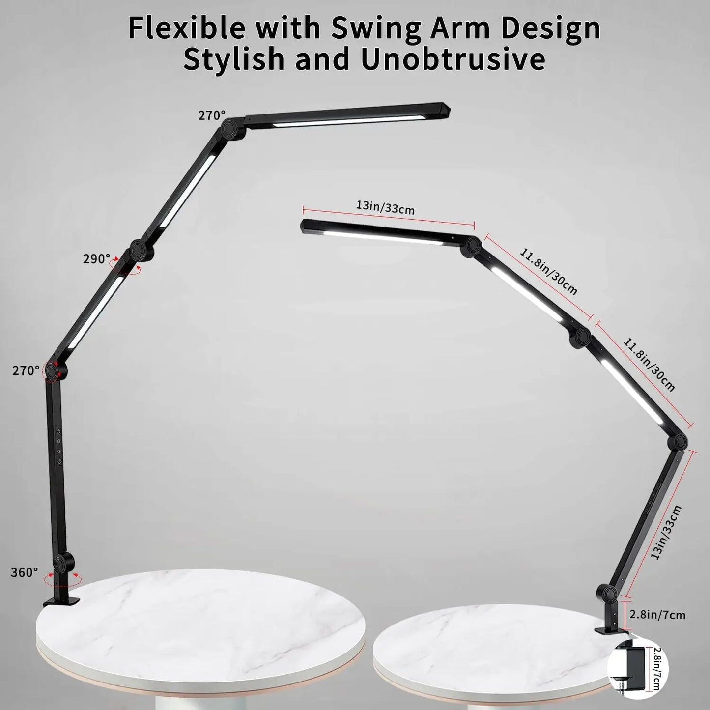 Clamping LED Desk Lamp Flexible 4 sections