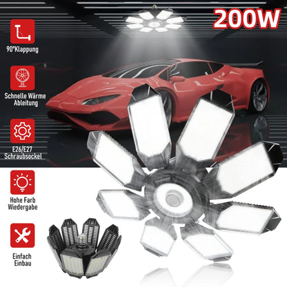 200W Adjustable Multi Panel LED Garage Light