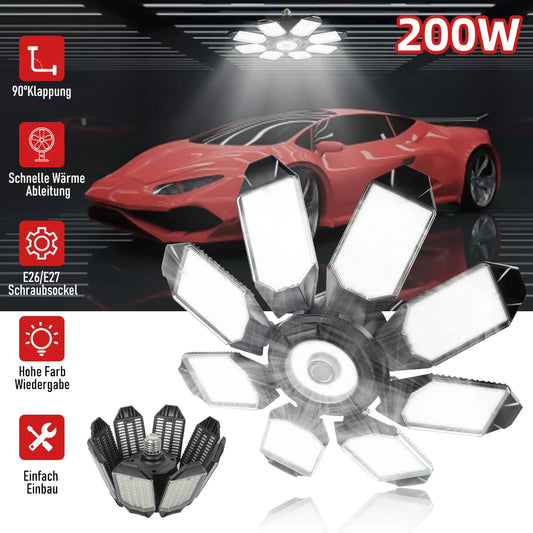 200W Adjustable Multi Panel LED Garage Light