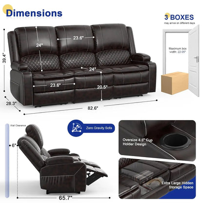 3 Seat Recliner Sofa with Console