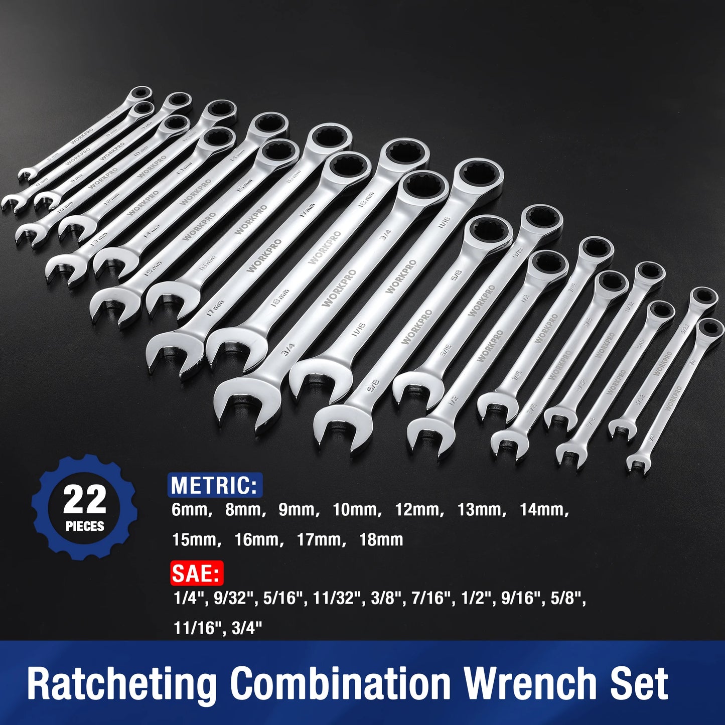 21pc Ratcheting Open End Wrench Set