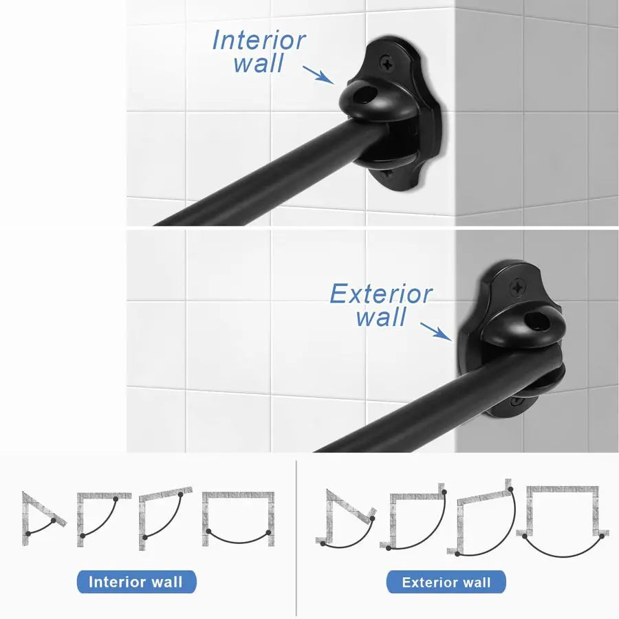 Adjustable Curved Shower Curtain