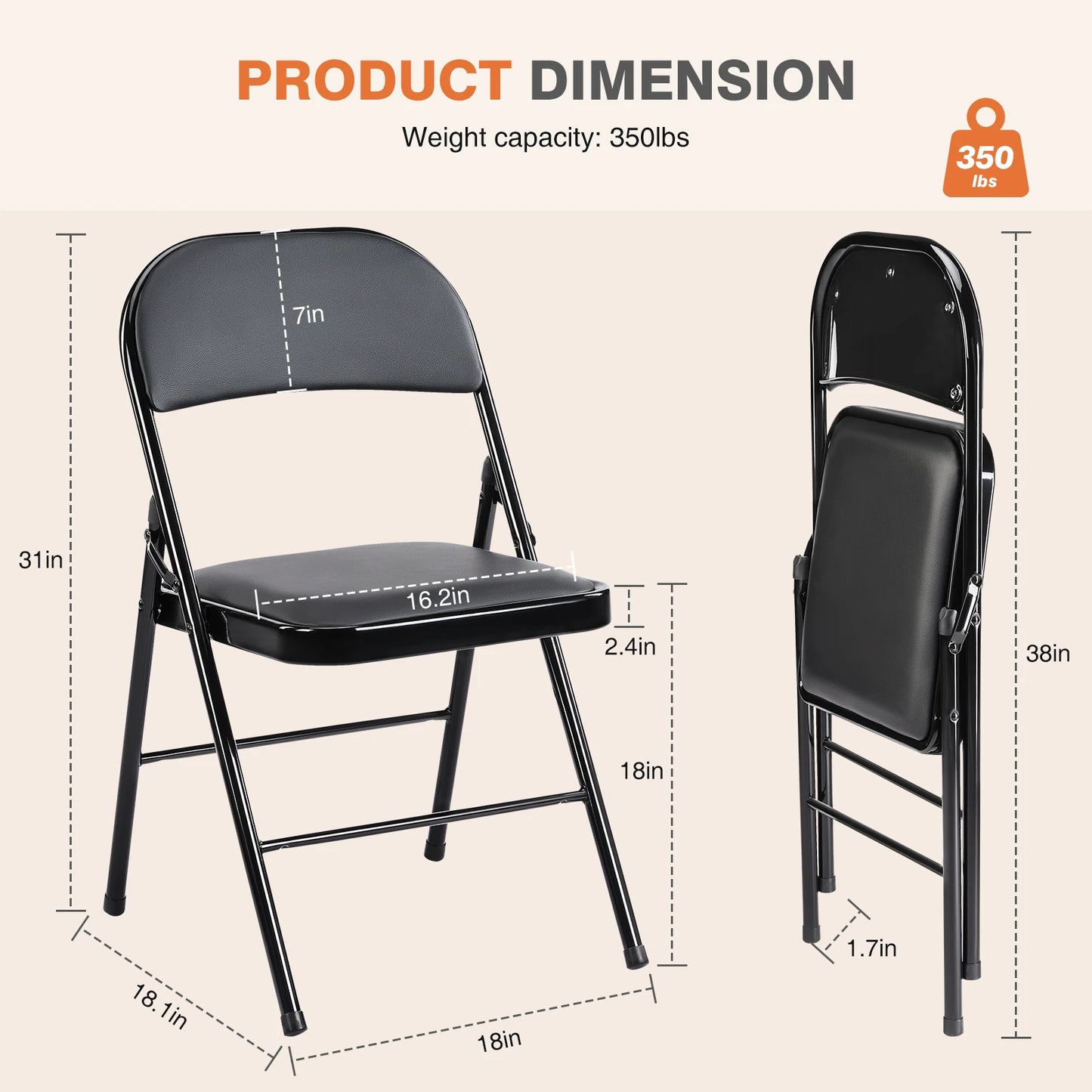 Leather Padded Folding Chair 4 Pack
