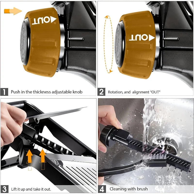 Stainless Steel Mandolin Slicer with 5 Blades