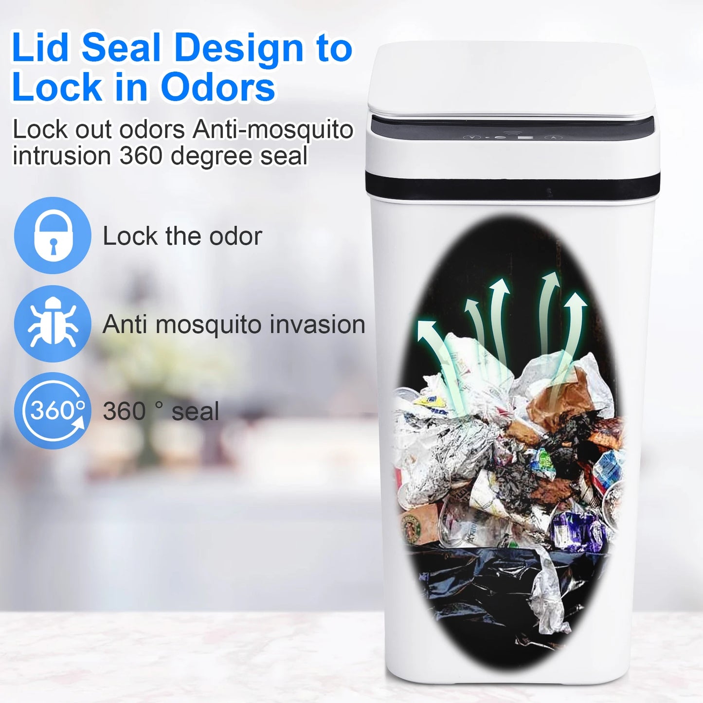 2 Pack 12L Bathroom Automatic Trash Cans