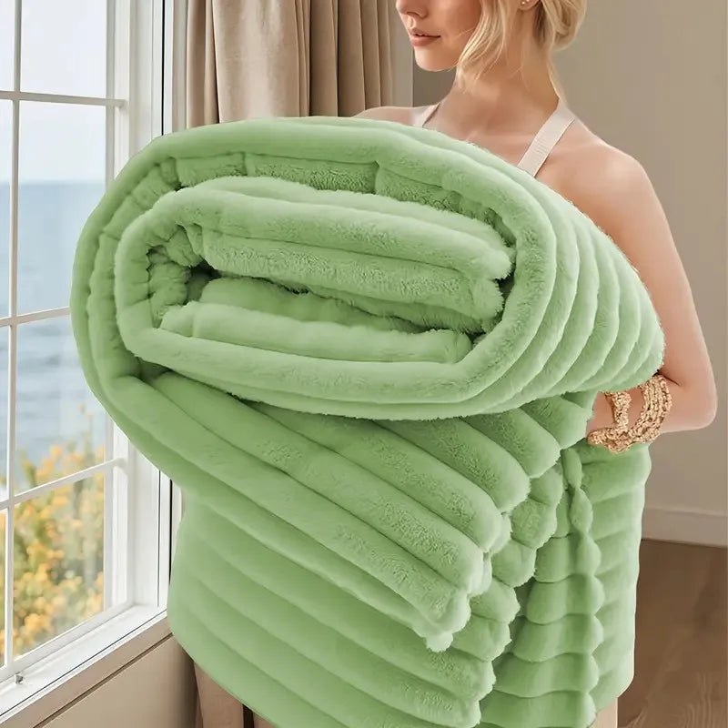 Ultra-Soft Striped Flannel Fleece Blanket