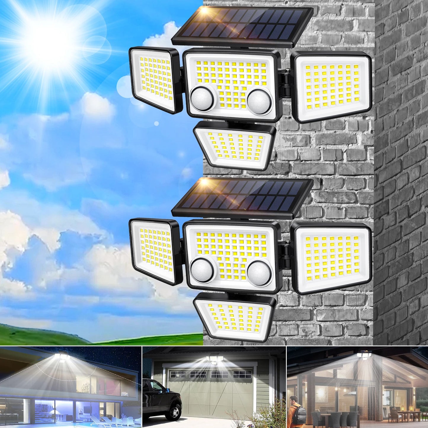 2 Pack Solar Lights With Motion Sensor