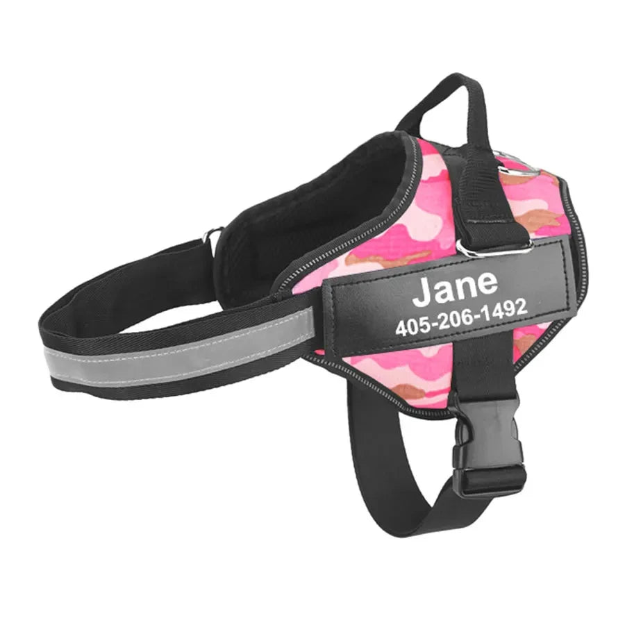 Personalized NO PULL Reflective Breathable Dog Harness