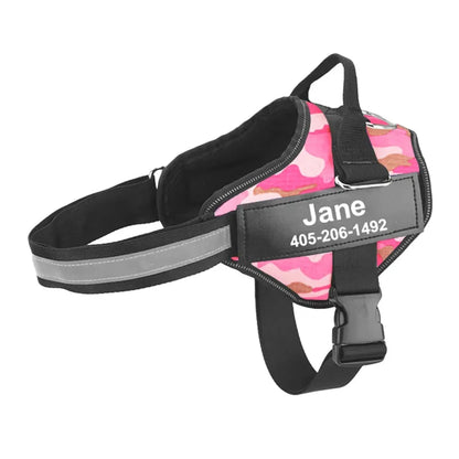Personalized NO PULL Reflective Breathable Dog Harness