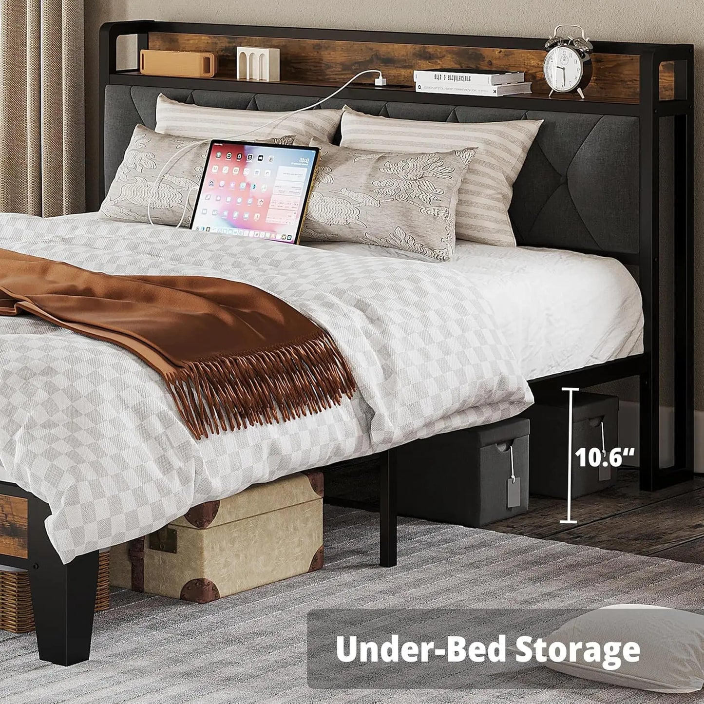 Bed Frames With Storage Headboard And Outlets
