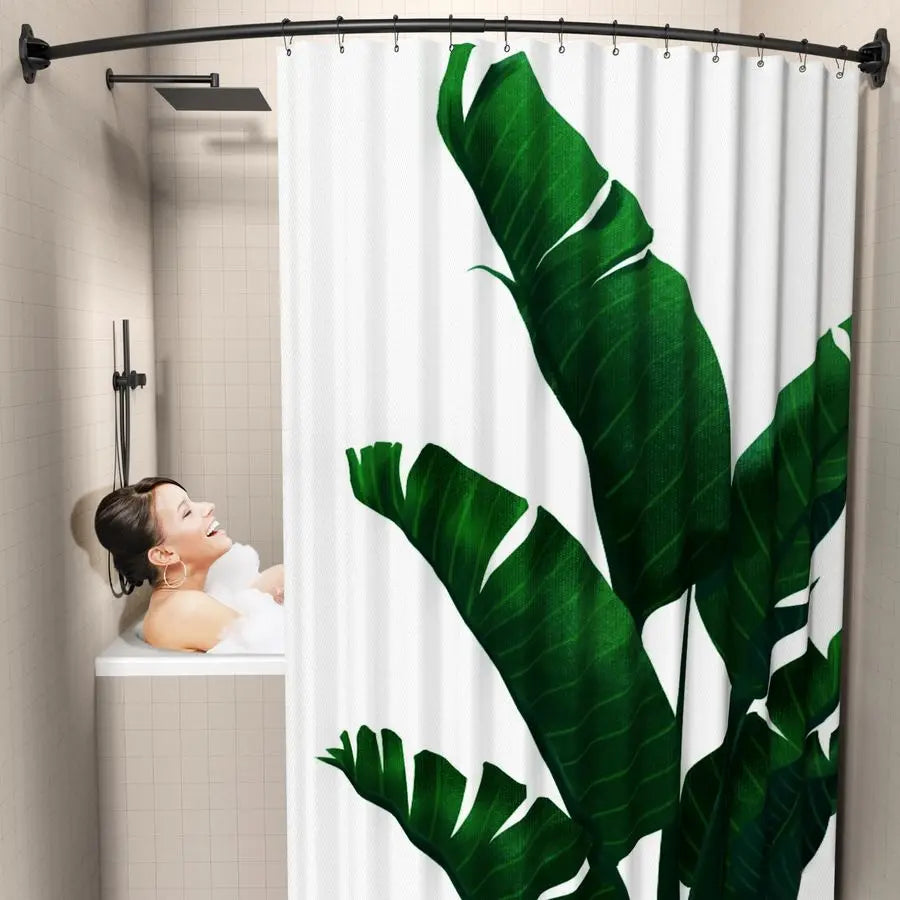 Adjustable Curved Shower Curtain