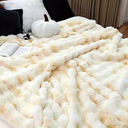 Cozy Faux Rabbit Fleece Blanket / Throw